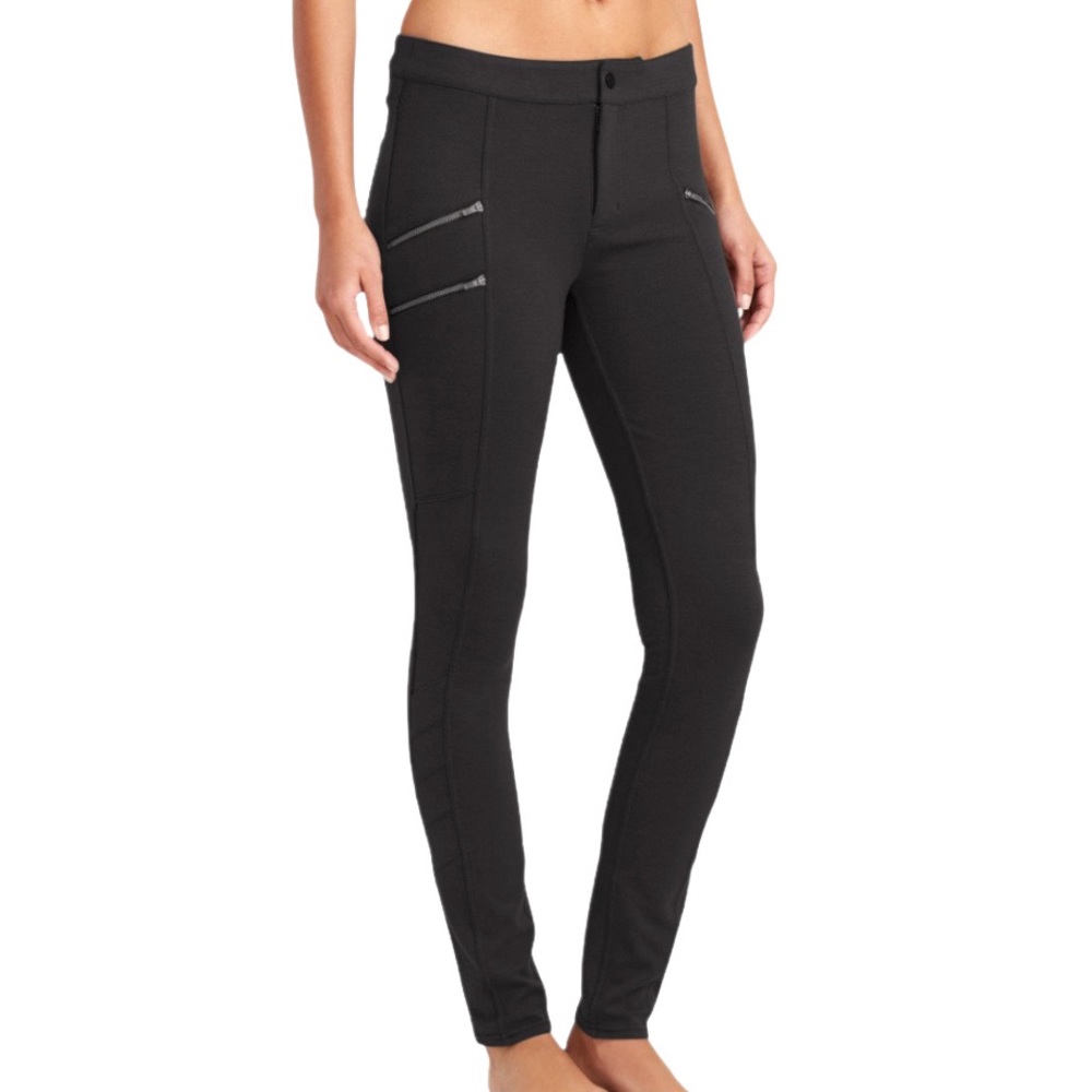 Athleta Pointe Twill Moto Pants Women’s Size 2 Ankle Skinny Black Zipper Pockets